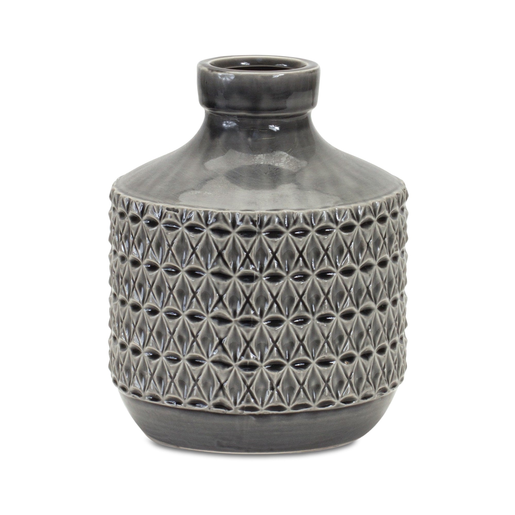 10" Terracotta Black Geometric Round Table vase