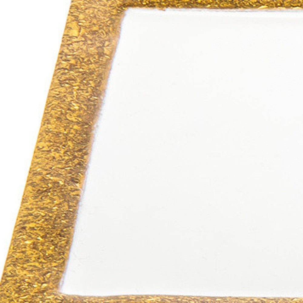 9" Gold And White Rectangular Metal Tray