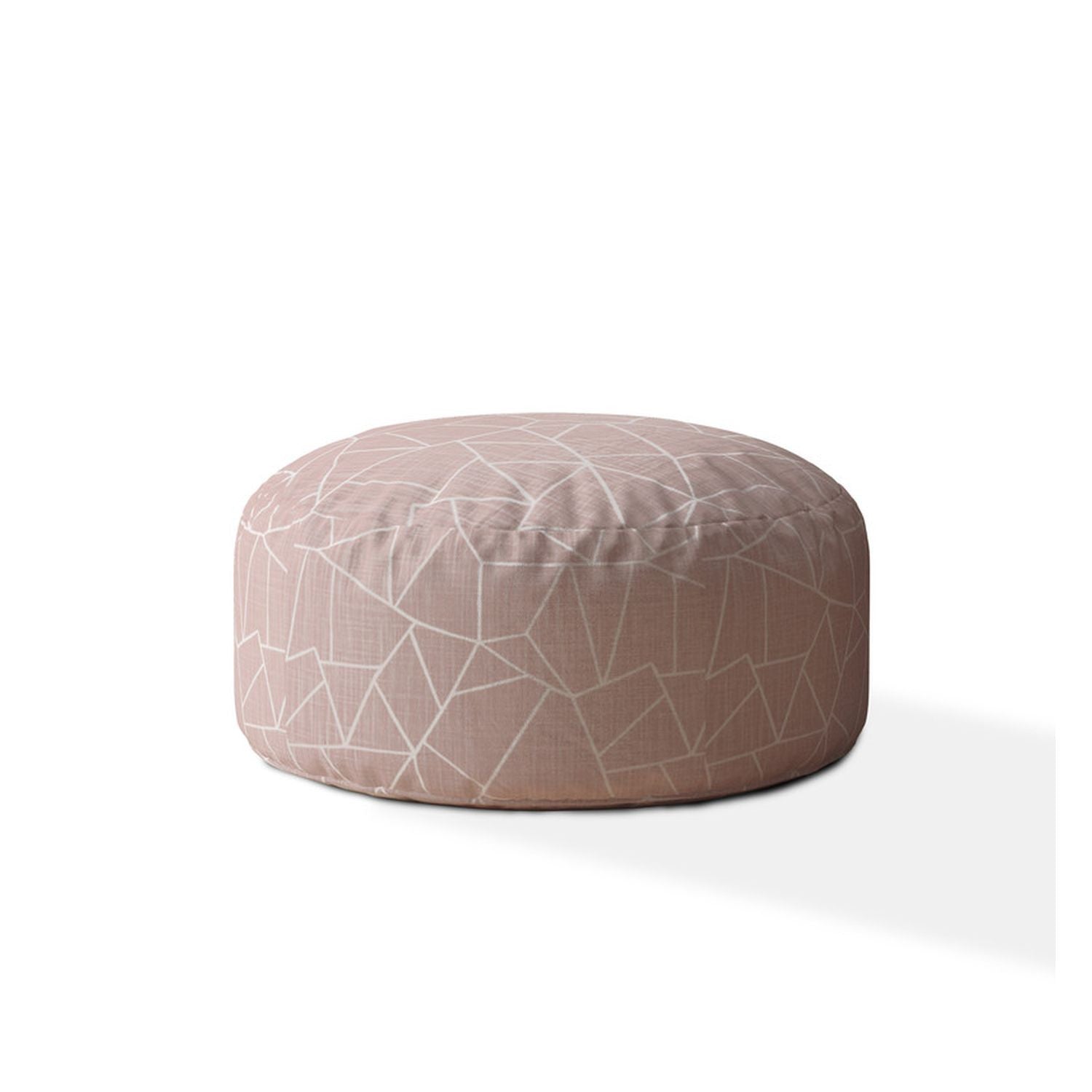 24" Pink Canvas Round Geometric Pouf Cover