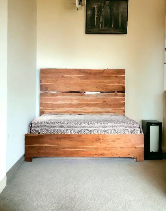 Live Edge Solid Wood King Brown Bed