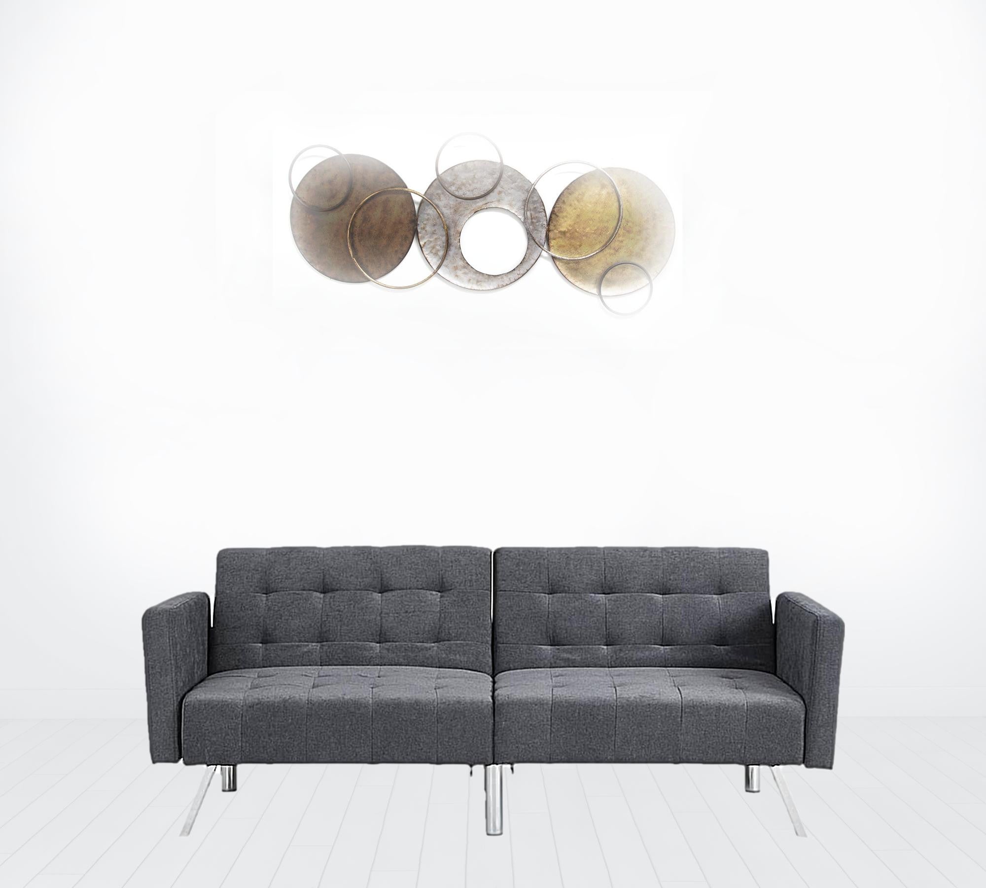 75" Dark Gray Linen Sleeper Sofa With Silver Legs