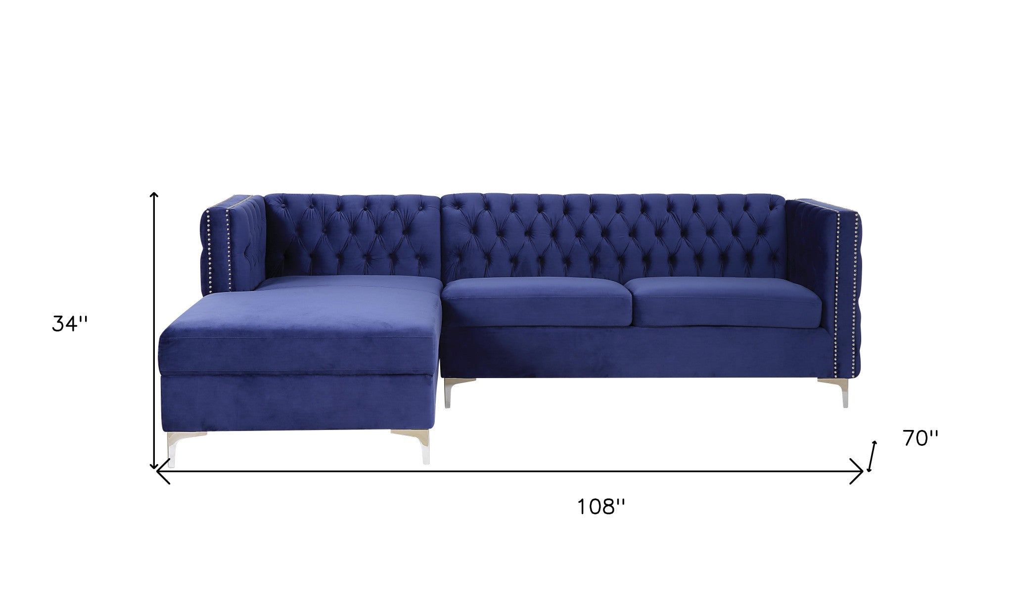 Blue Velvet L Shaped Seating Component
