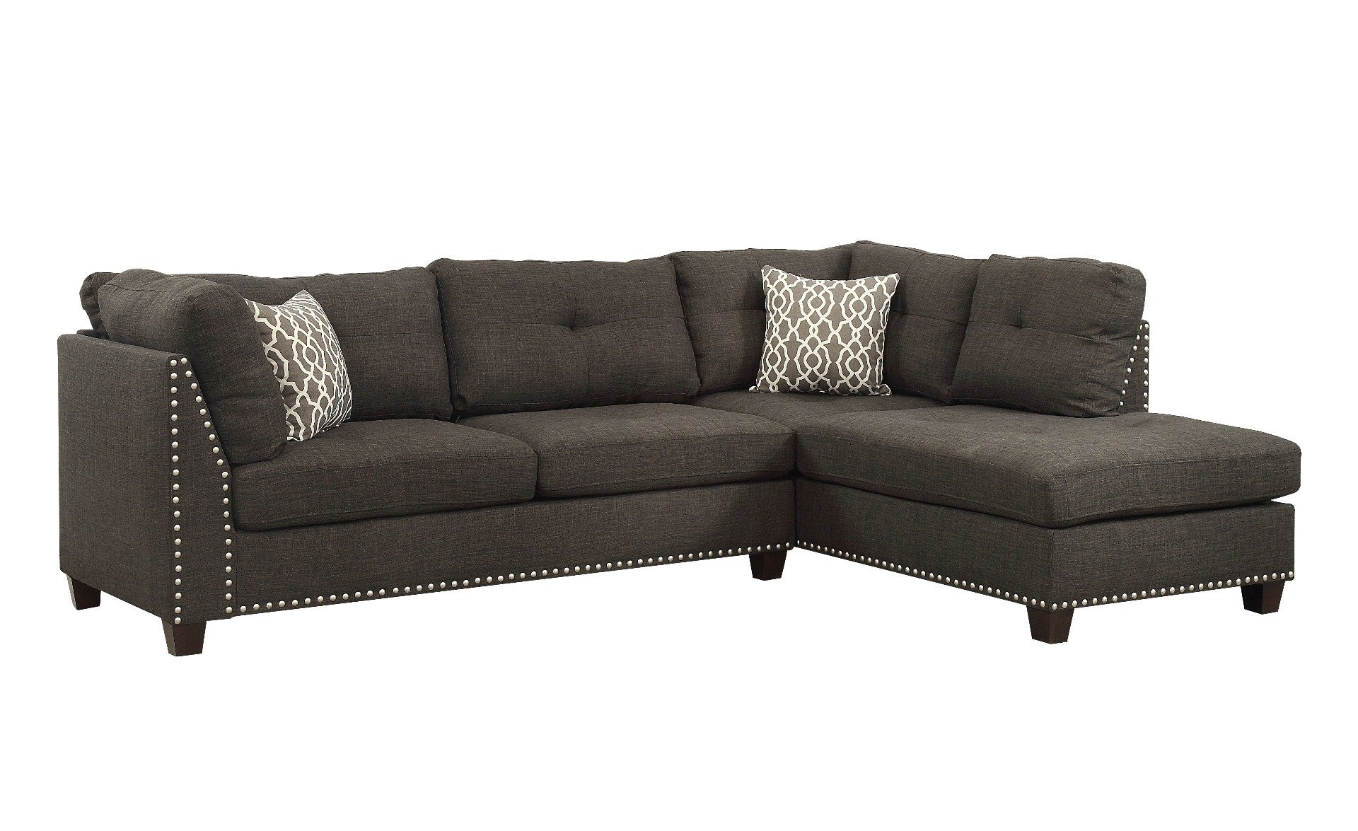 Charcoal Linen L Shaped Two Piece Sofa and Chaise