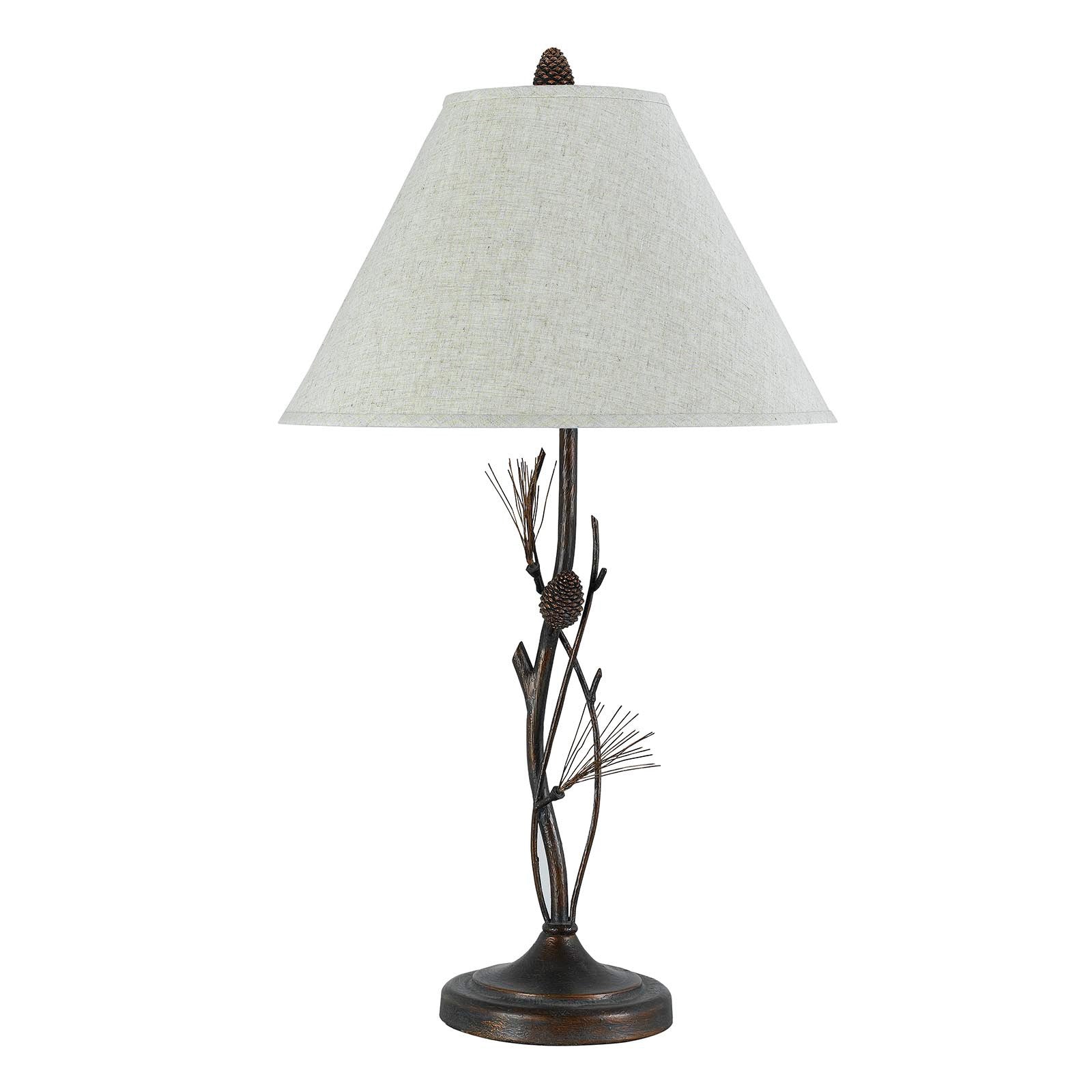 32" Rust Metal Table Lamp With Gray Empire Shade