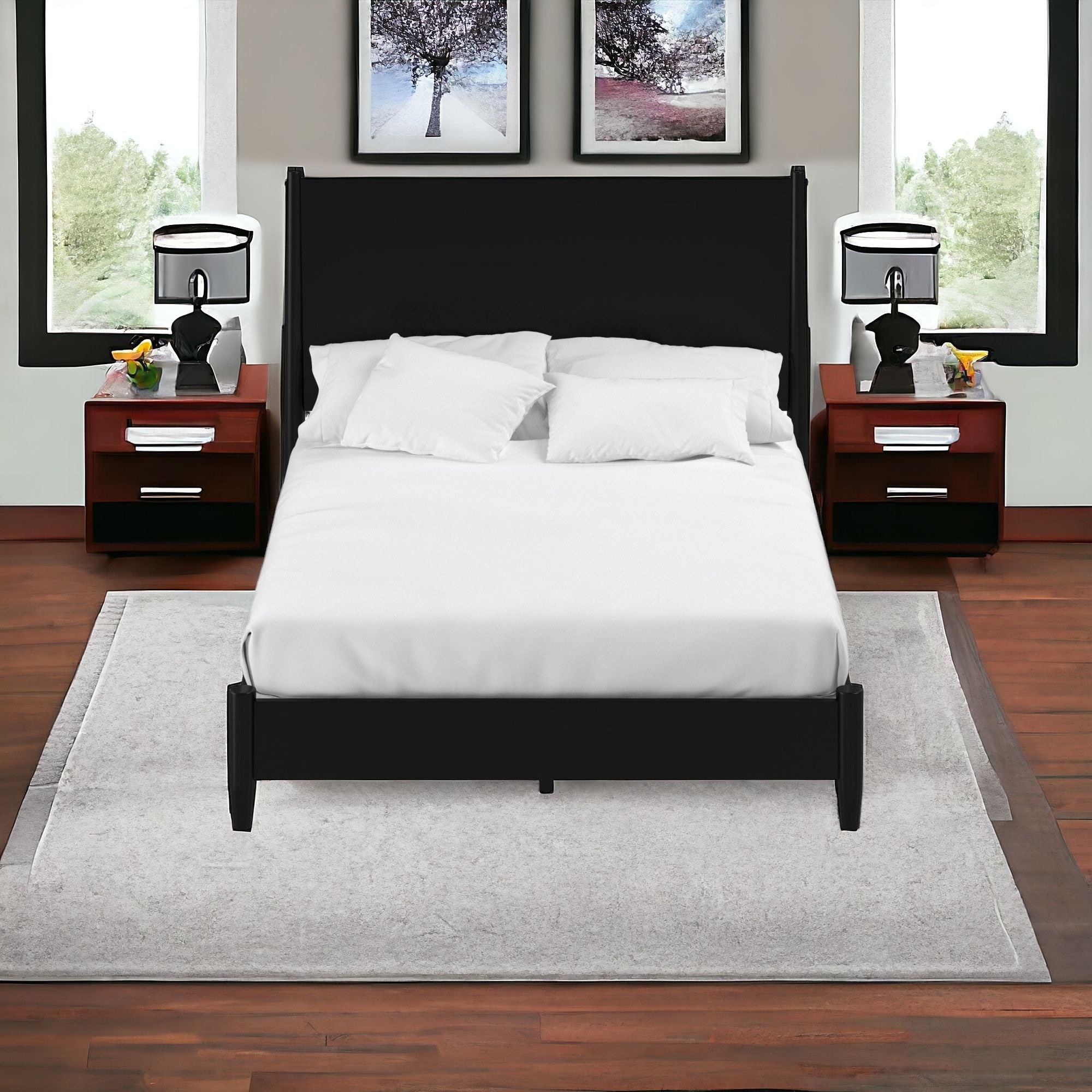 Black Solid and Manufactured Wood California King Bed