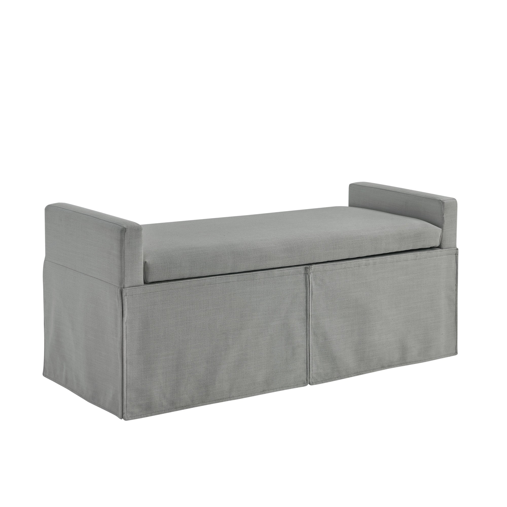 50" Light Gray Upholstered Linen Bench with Flip top, Shoe Storage