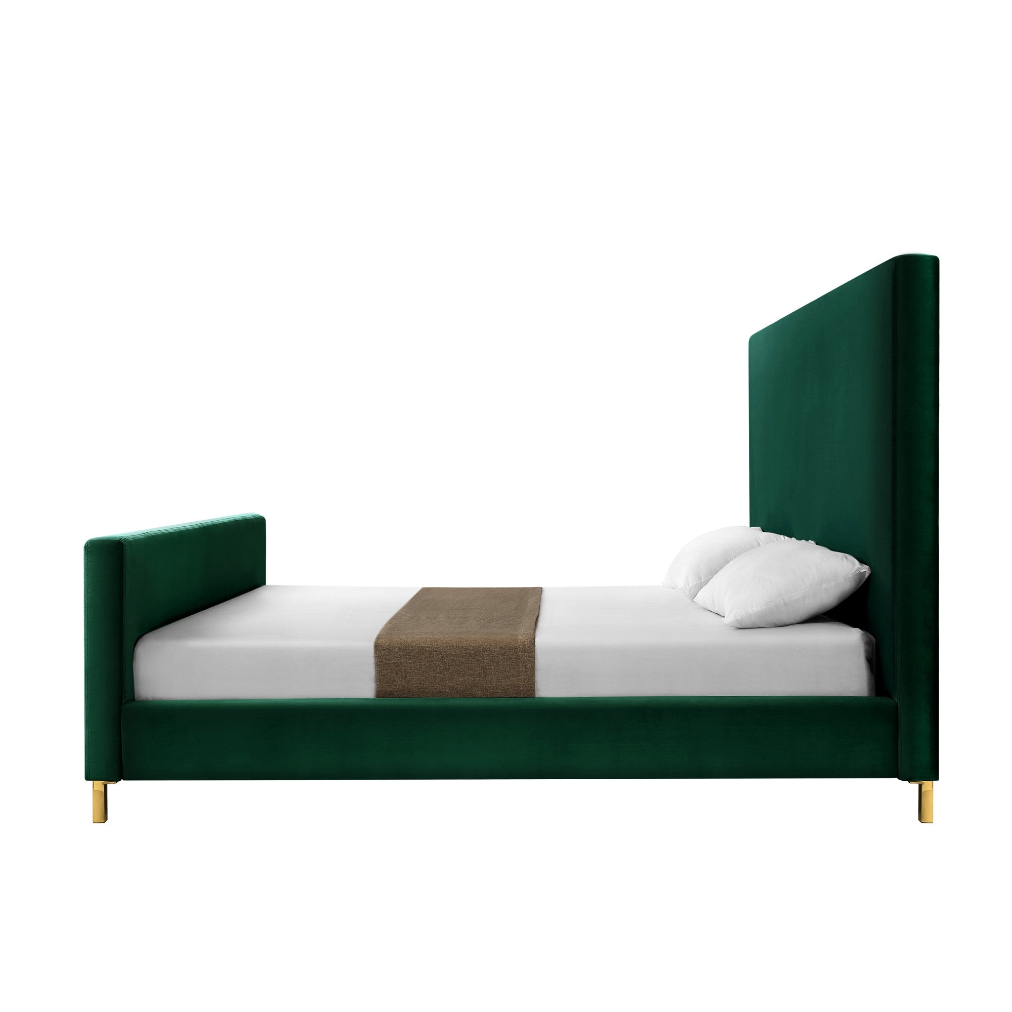 Gray Solid Wood Queen Upholstered Velvet Bed