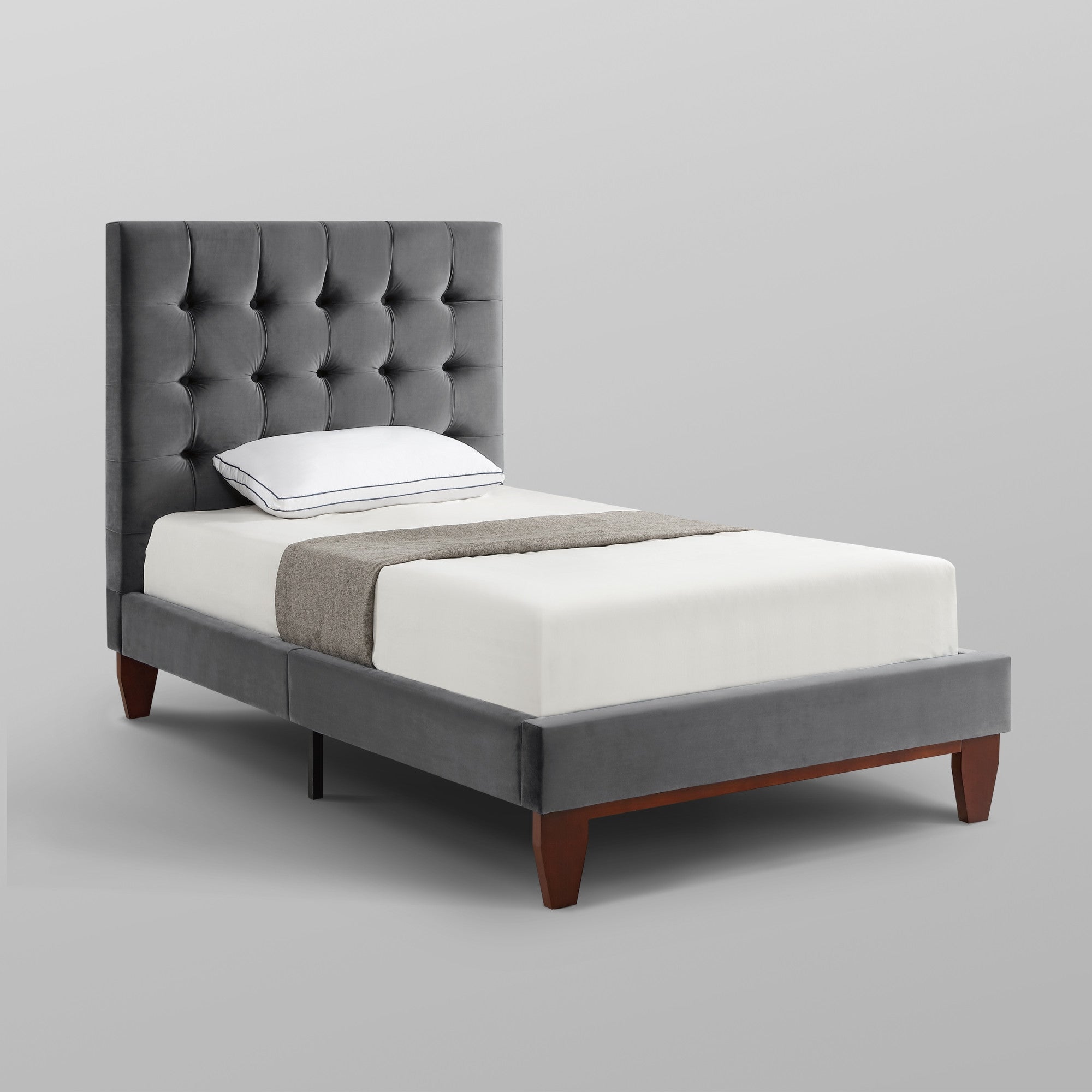 Blush Solid Wood Queen Tufted Upholstered Velvet Bed