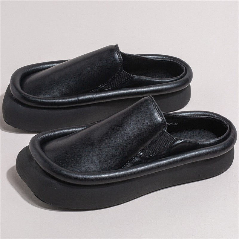 Heavenly Comfort Women Leather Closed Toe Sandals Heels Mules