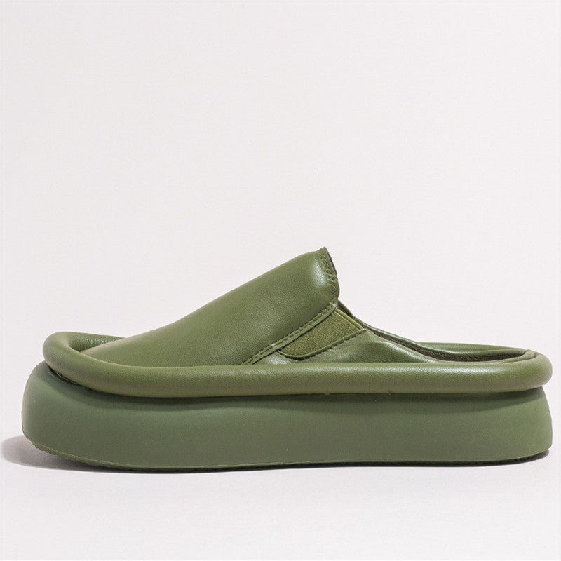 Heavenly Comfort Women Leather Closed Toe Sandals Heels Mules