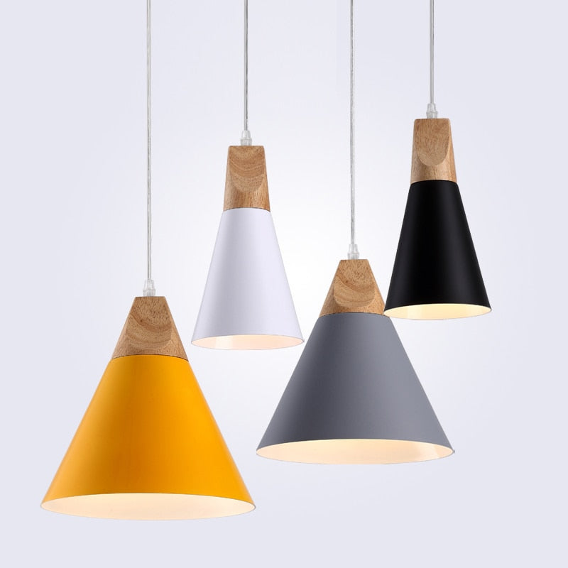 Modern Wood Pendant Lights LED Hanglamp Colorful Pendant Lamps lamparas - decor - 99fab.com