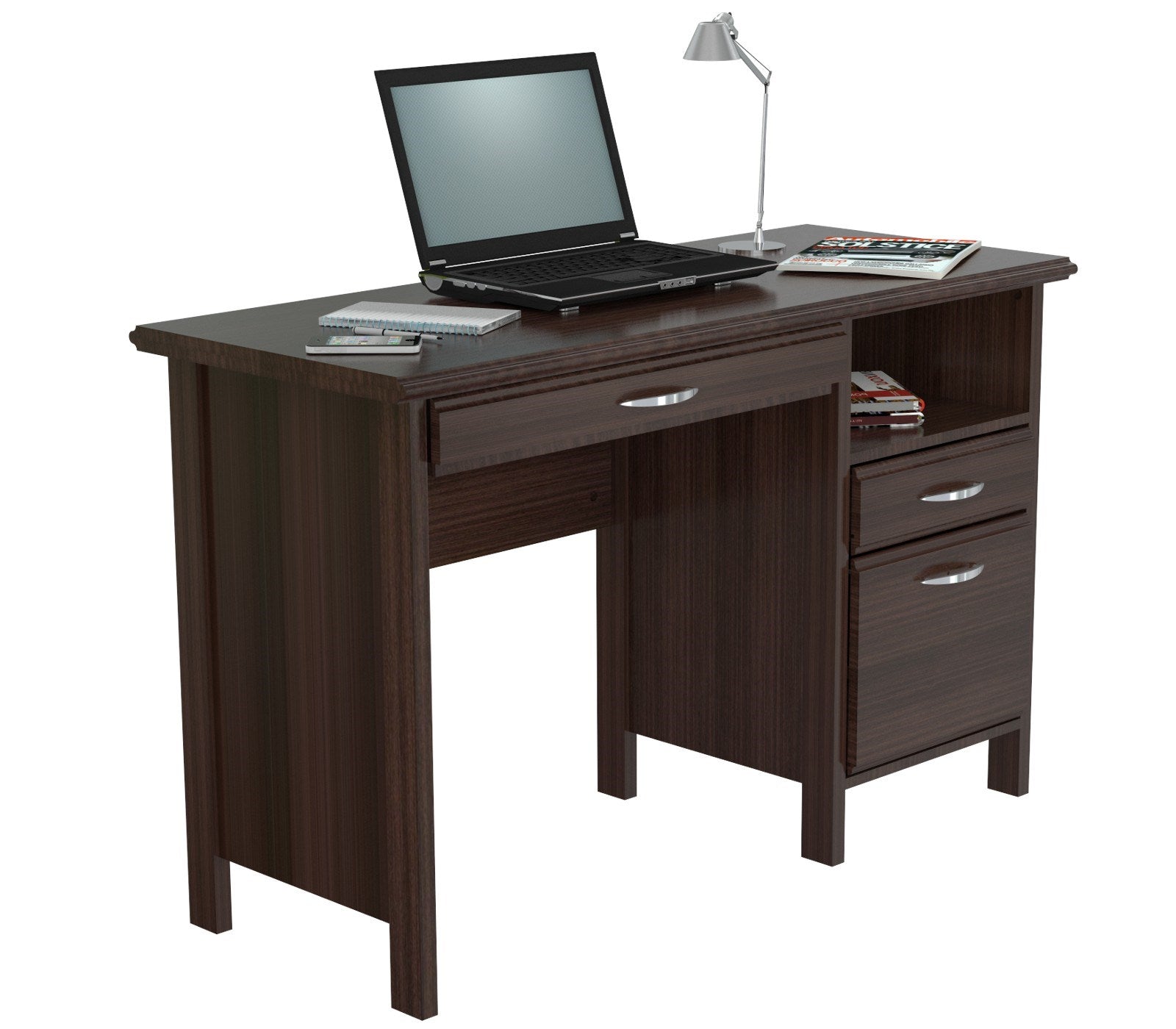 47" Espresso Computer Desk With Two Drawers