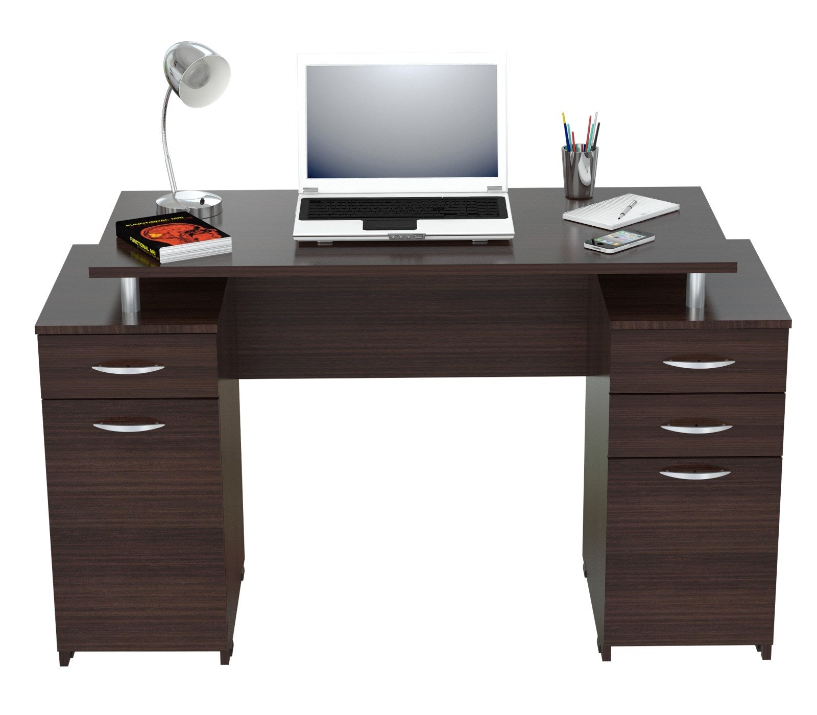 43" Espresso Computer Desk With Four Drawers