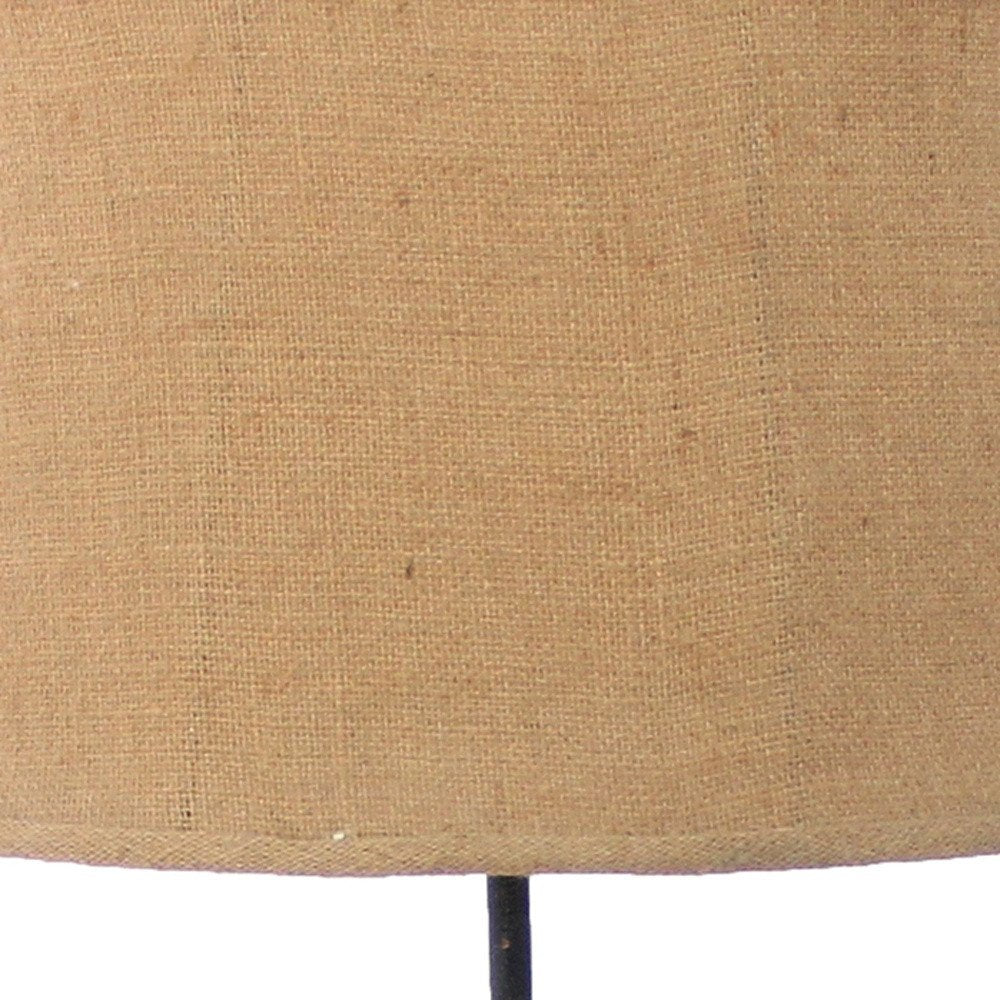 28" Distressed Gray Metal Novelty Bedside Lamp With Khaki Drum Shade