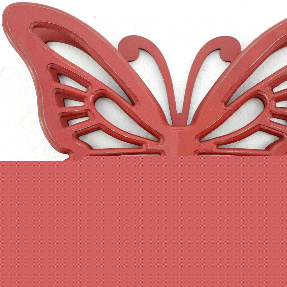 23" X 19" Red Butterfly Wood Hanging Dimensional Sculpture