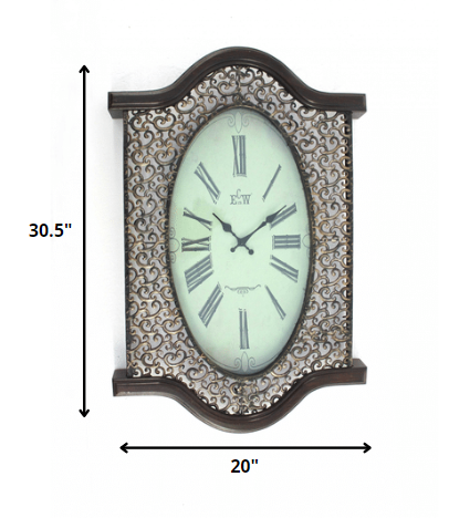 20" Novelty Black Wood And Glass Analog Wall Clock