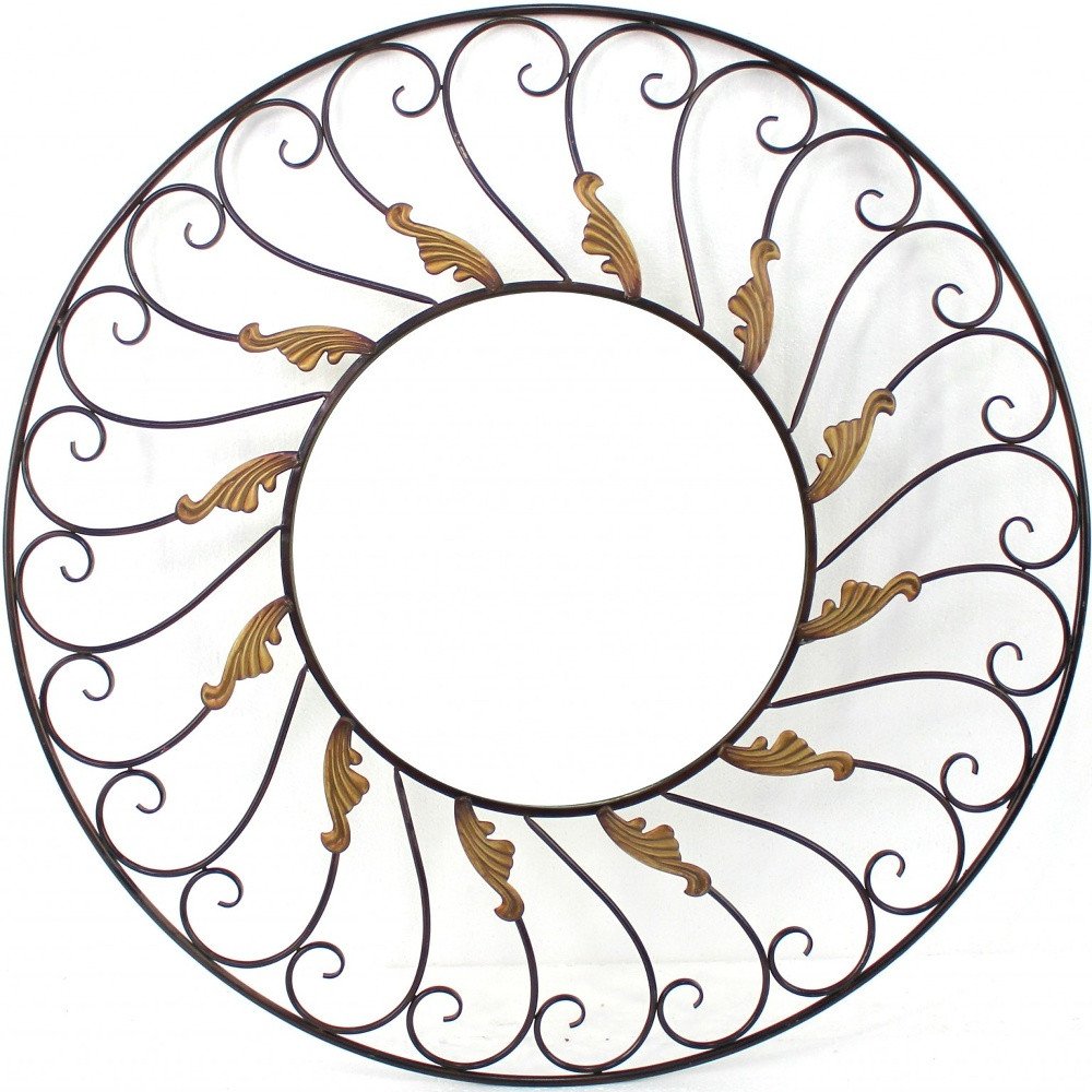38" Bronze Metal Round Framed Accent Mirror