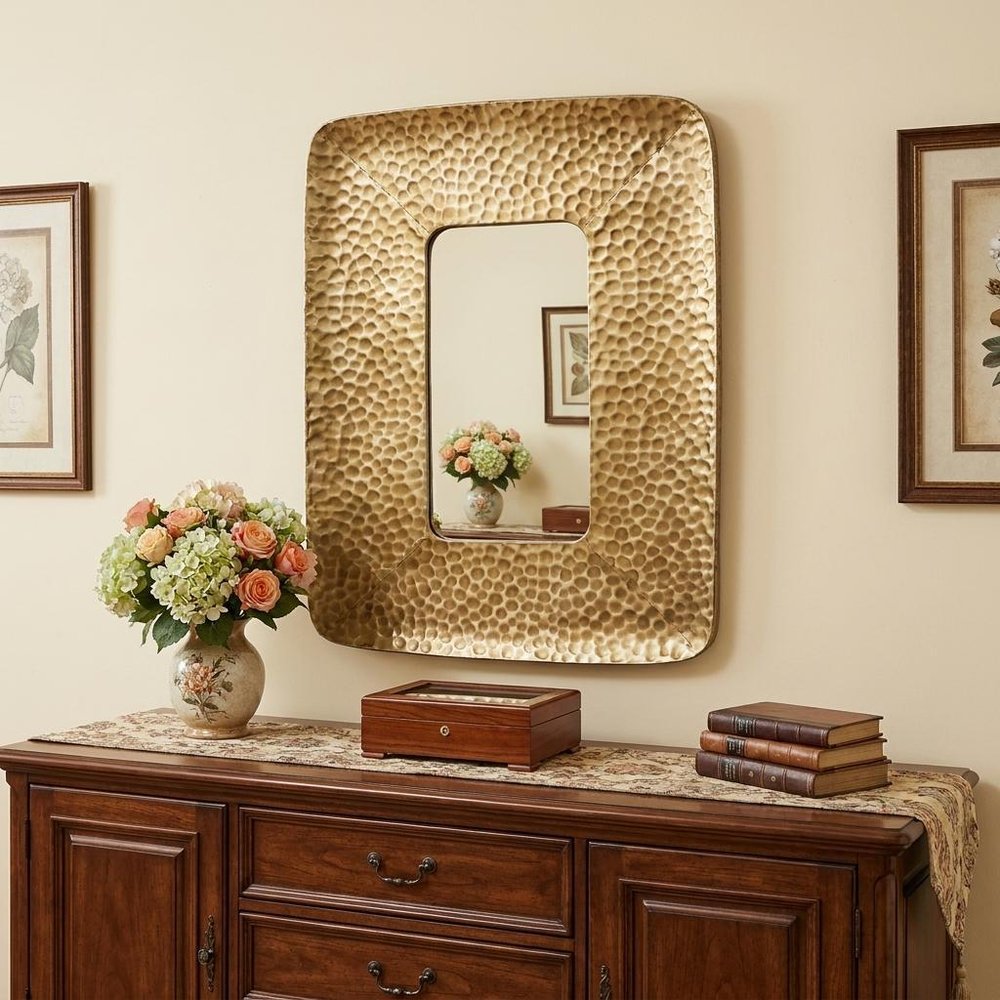 28" Gold Metal Framed Accent Mirror