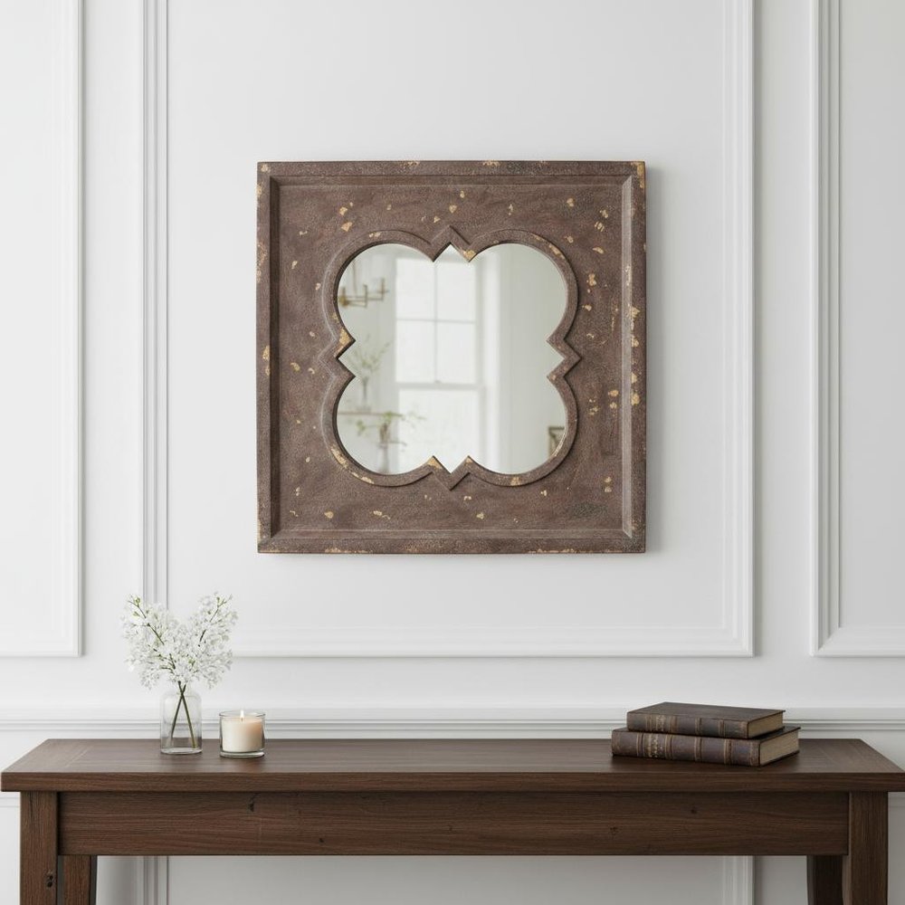 36" Bronze Square Wood Framed Accent Mirror