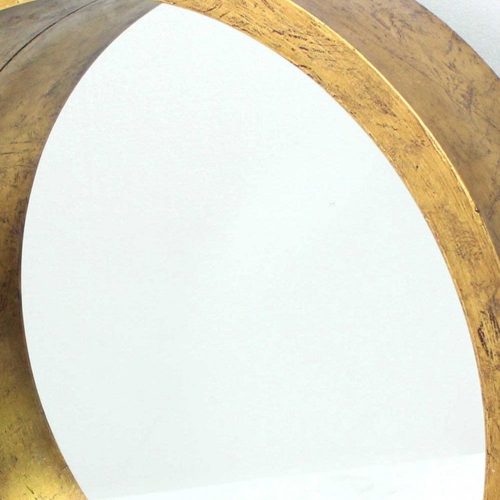 36" Gold Round Wood Framed Accent Mirror