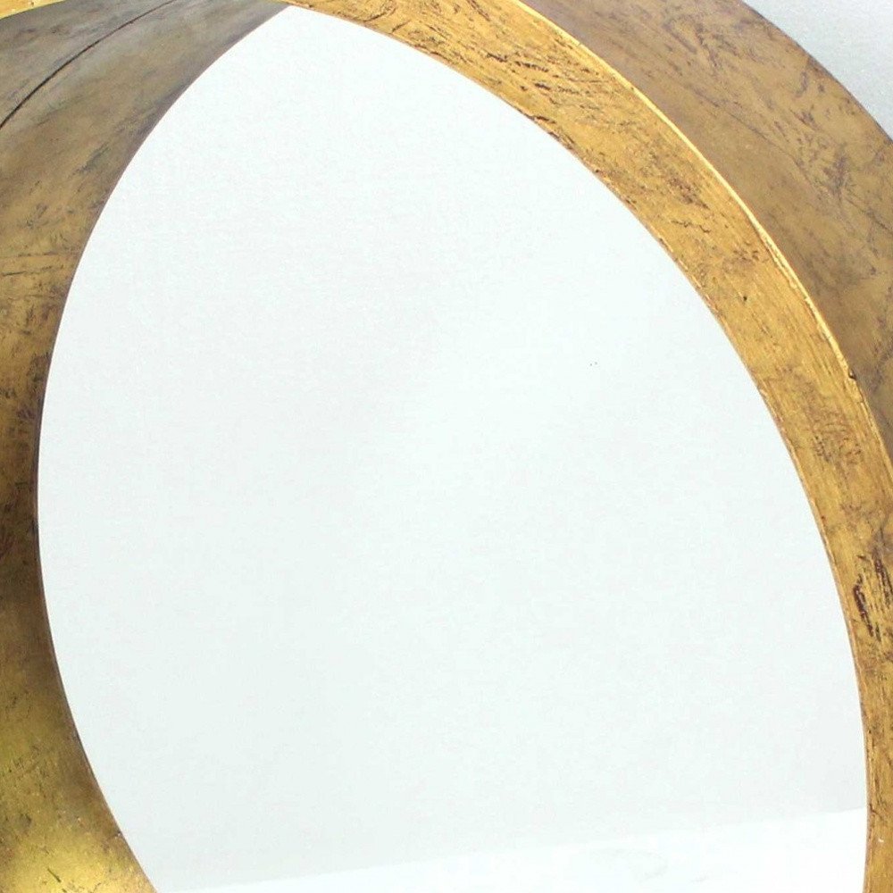 36" Gold Round Solid Wood Framed Accent Mirror