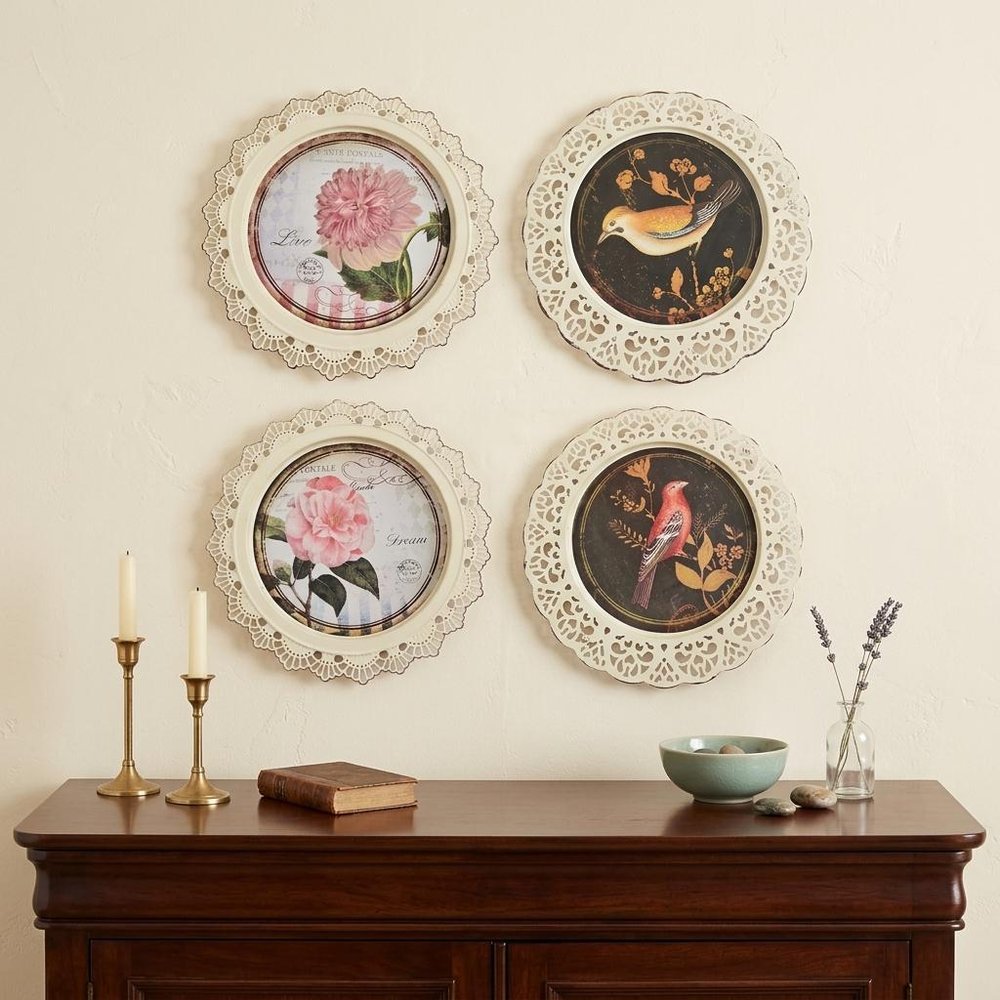 Set of Four Brown And White Bird No Entertainment No Food & Beverage No Fantasy & Sci-Fi Flower Metal No People Circle No Spiritual & Religious
