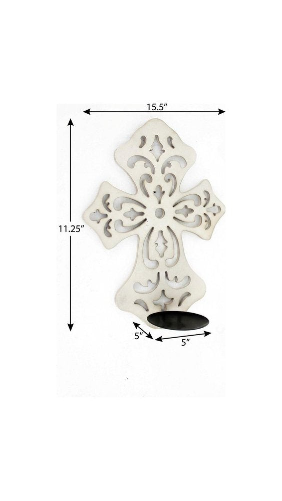 11" White Solid Wood Wall Sconce Candle Holder