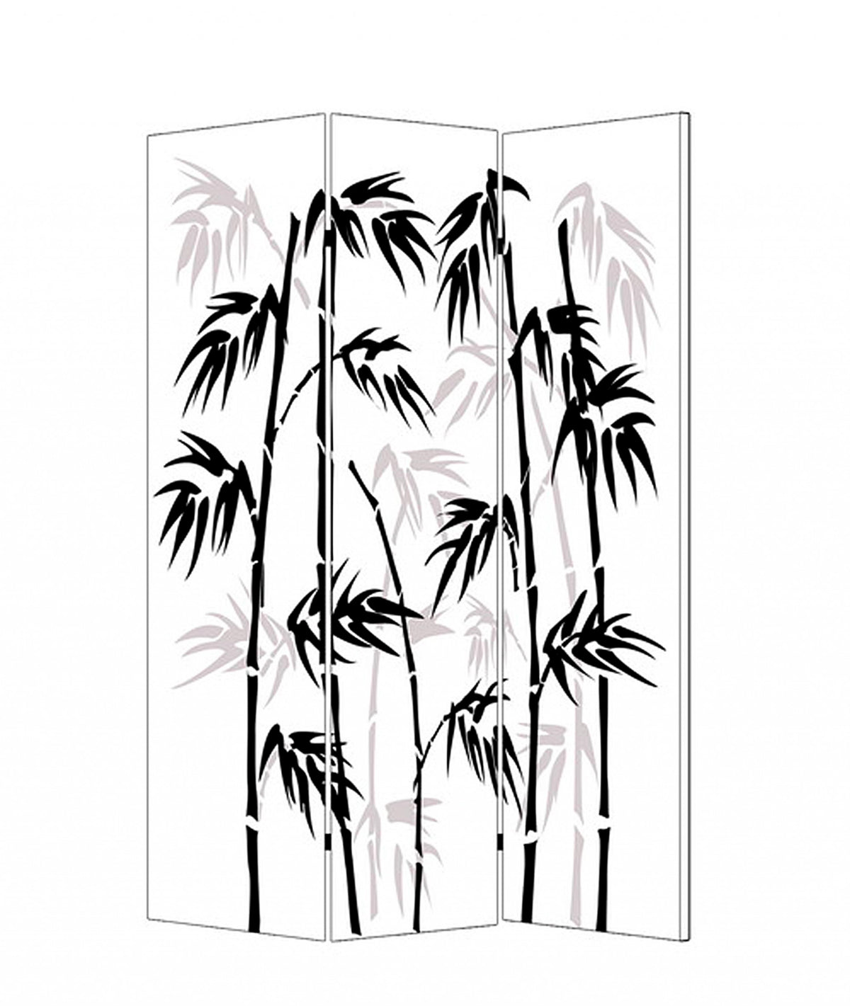 72" Black And White Canvas Folding Three Panel Screen Room Divider