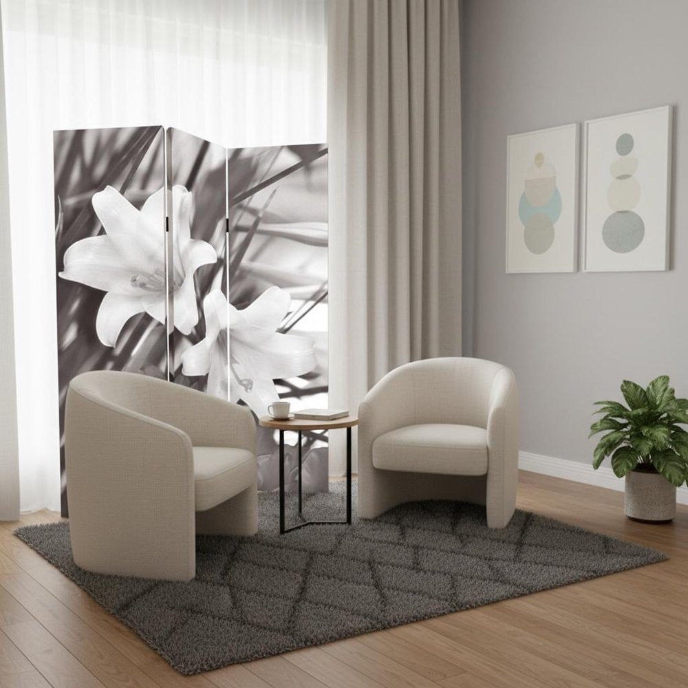 72" Gray Canvas Folding Three Panel Screen Room Divider