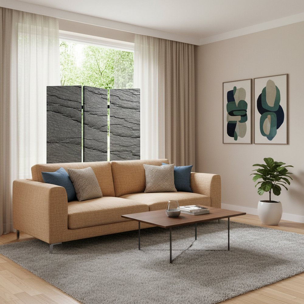 48" X 72" Multi Color Wood Canvas Black Slate  Screen