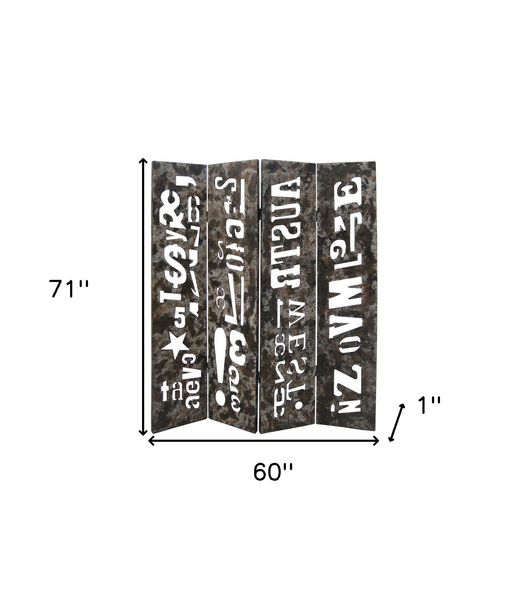 71" Brown Wood Folding Four Panel Screen Room Divider