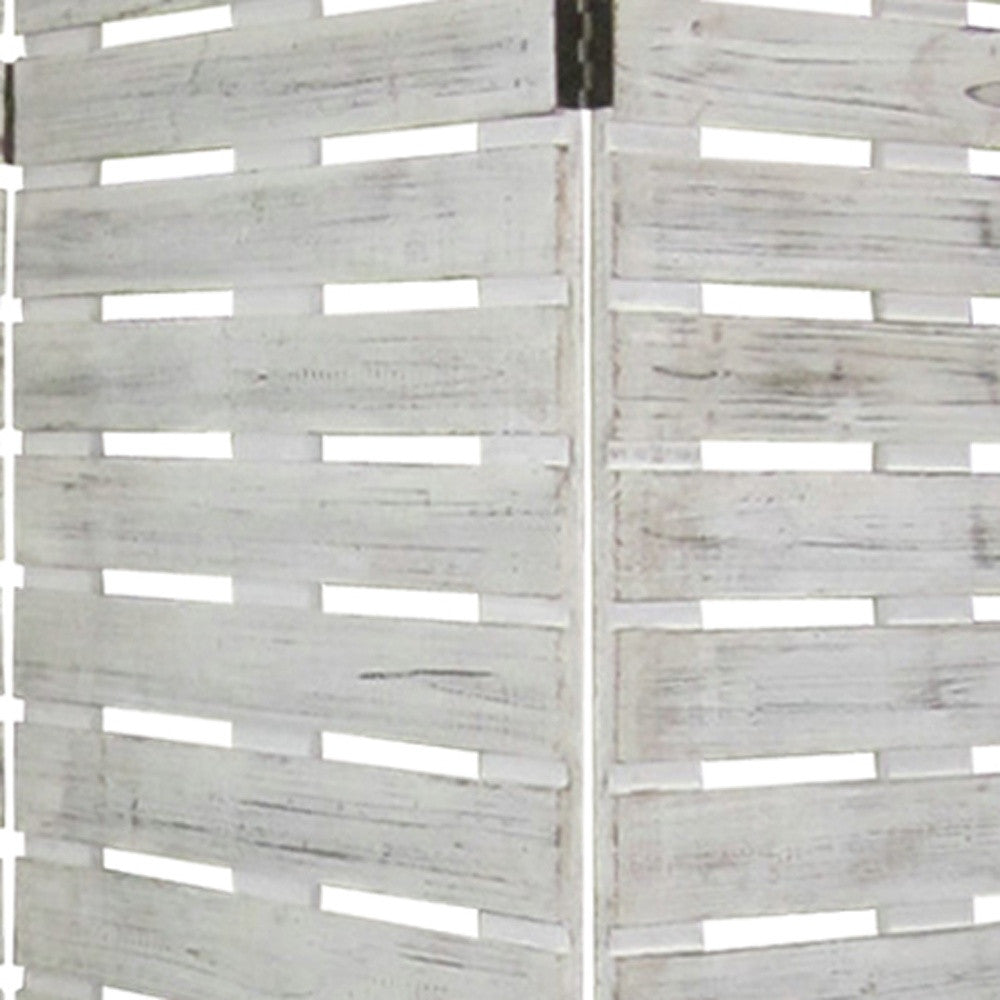 72" White Solid Wood Panel Screen Room Divider