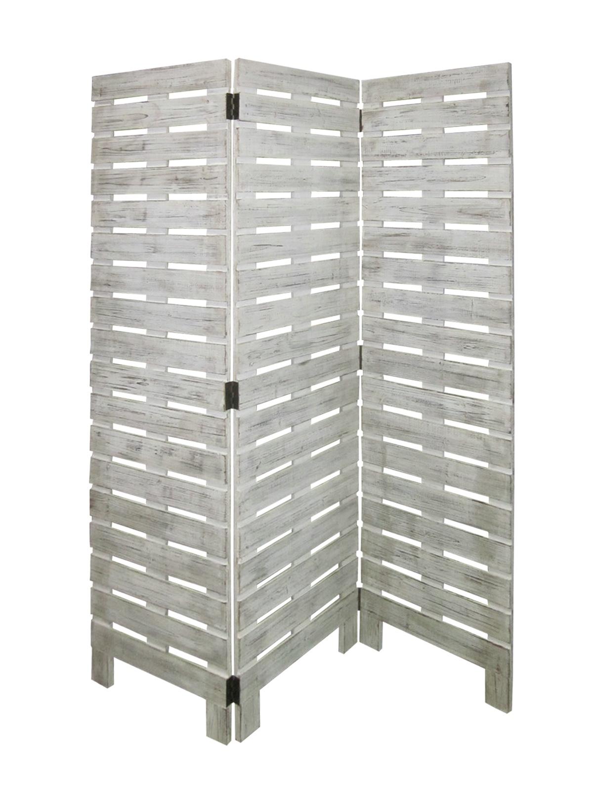 72" White Solid Wood Panel Screen Room Divider