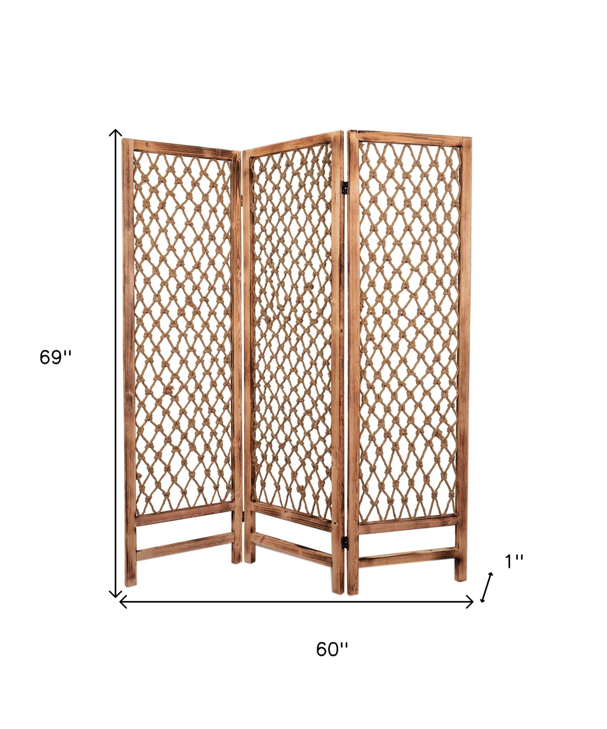 69" Natural Solid Wood Panel Screen Room Divider