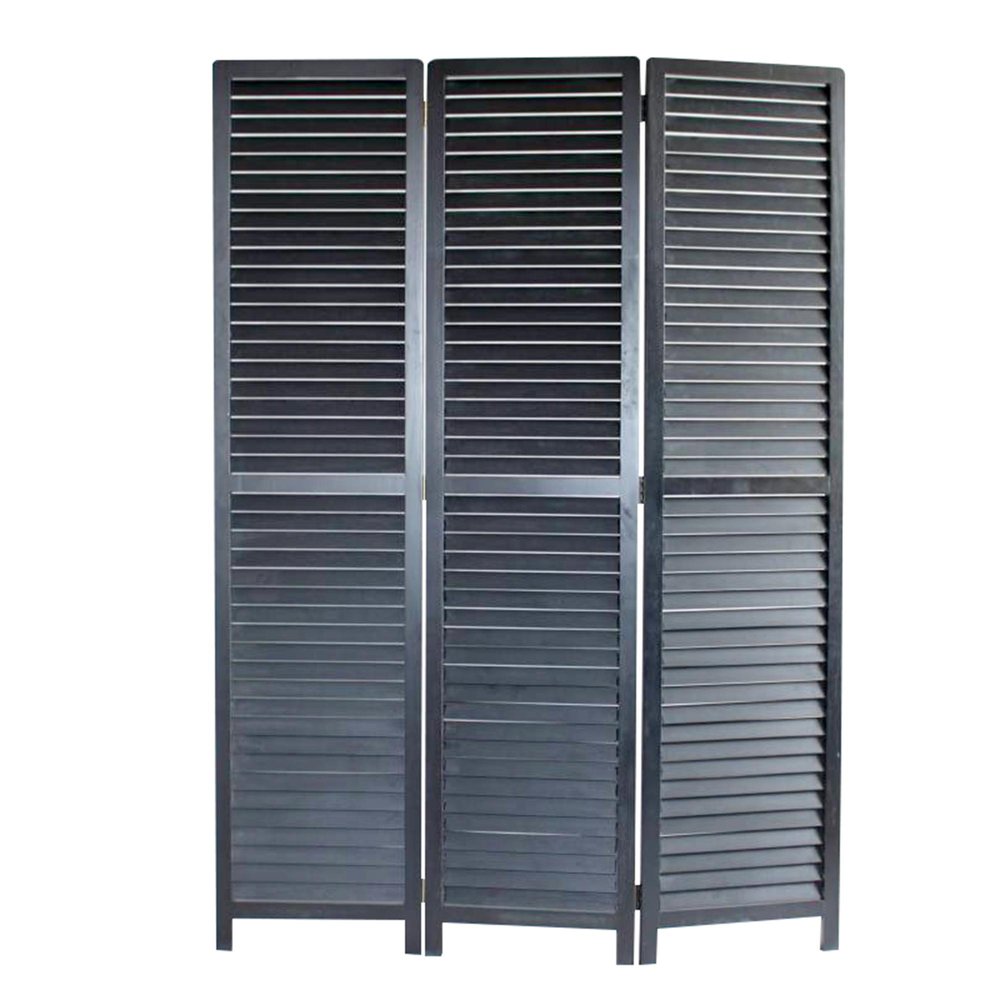 67" Black Solid Wood Panel Screen Room Divider