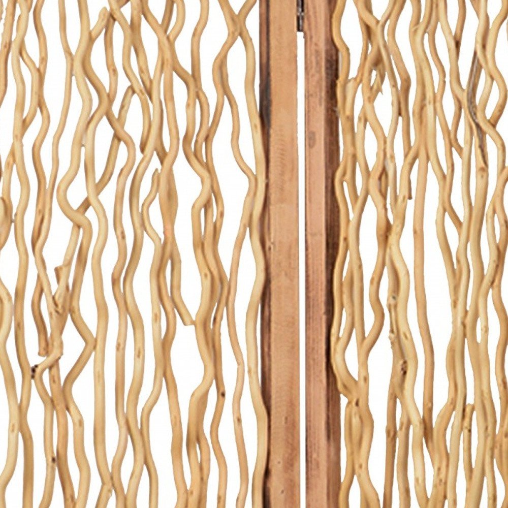 69" Brown Solid Wood Panel Screen Room Divider