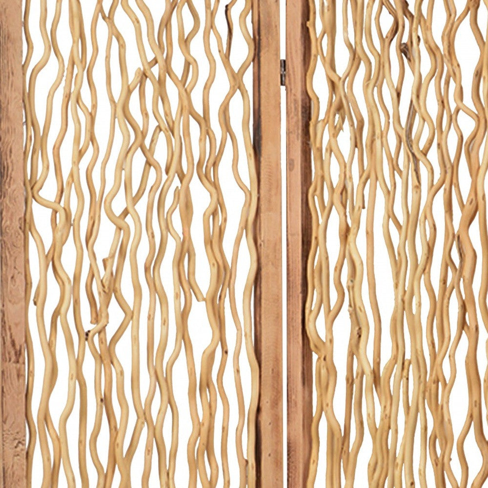 69" Brown Solid Wood Panel Screen Room Divider