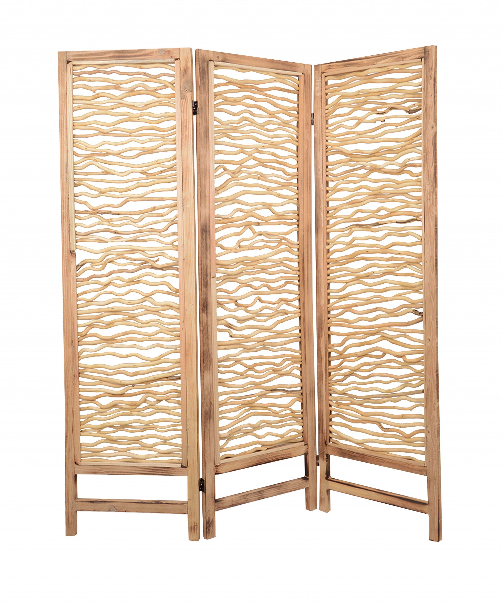 69" Brown Solid Wood Panel Screen Room Divider