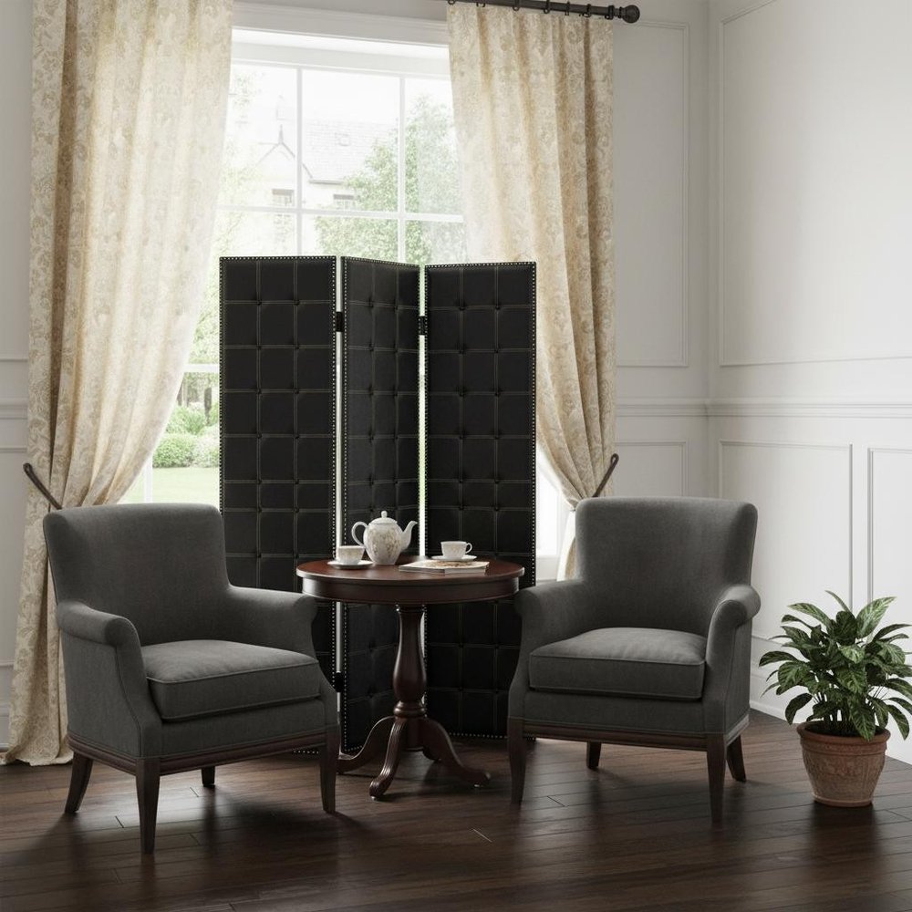 84 X 84 Black Faux Leather  Screen