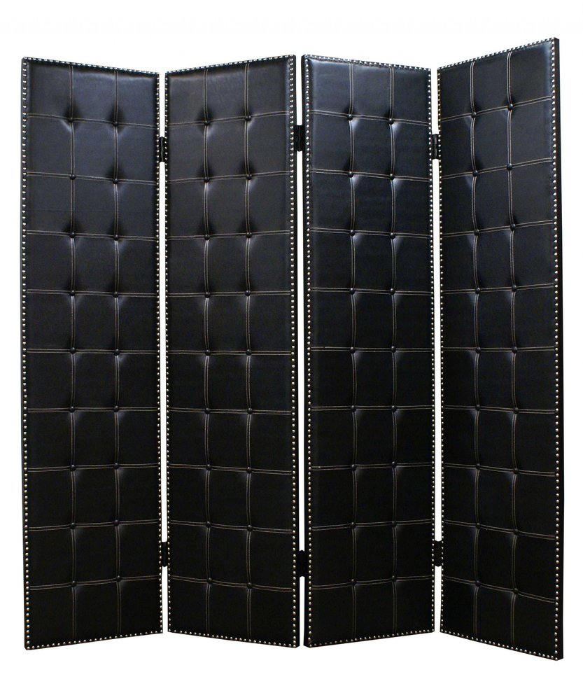 84 X 84 Black Faux Leather  Screen