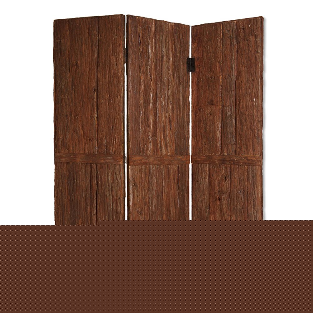72" Brown Wood Folding Three Panel Screen Room Divider