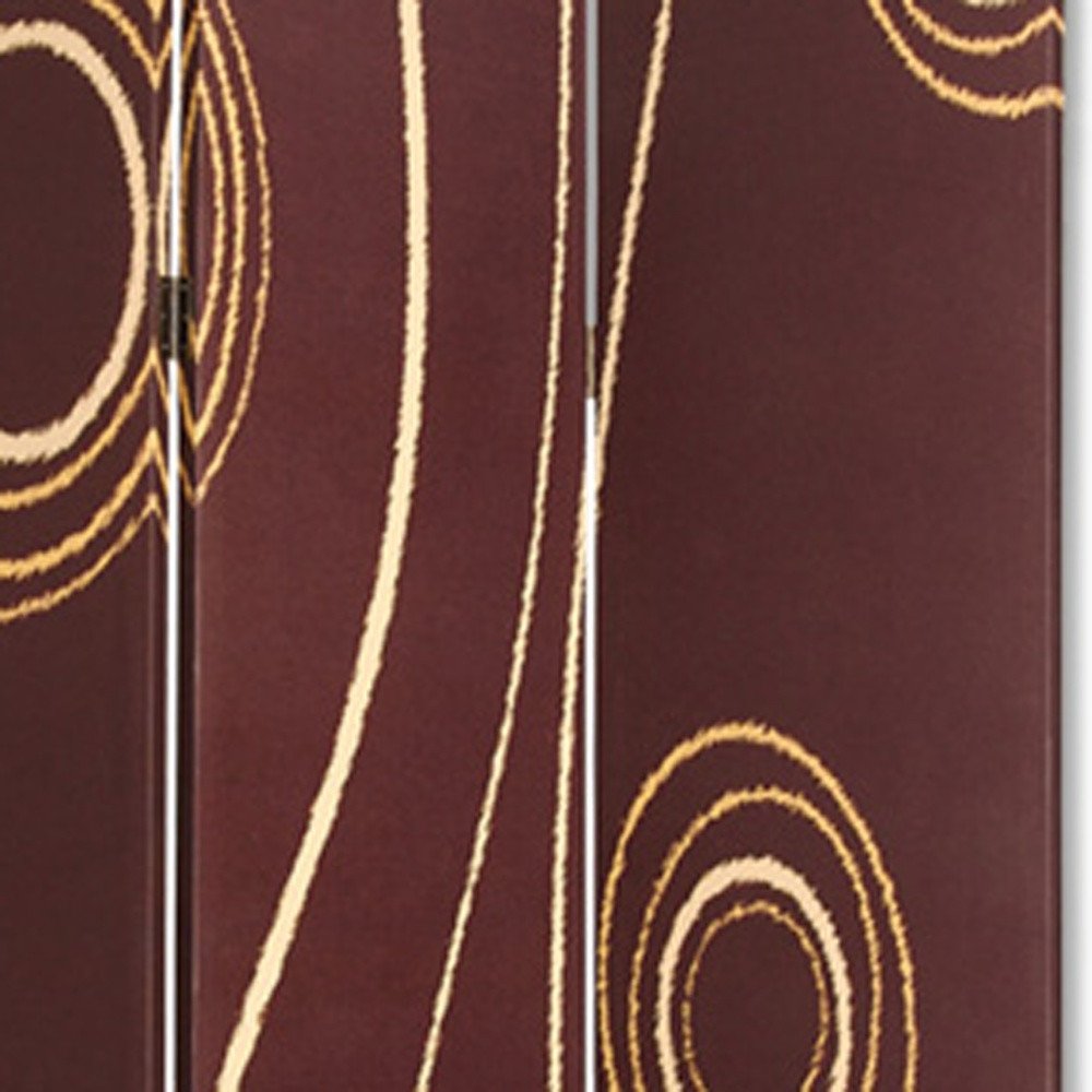 72" Brown Canvas Folding Three Panel Screen Room Divider