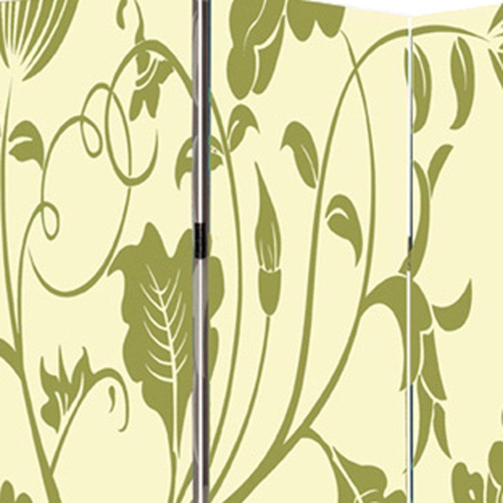 72" Green Canvas Folding Three Panel Screen Room Divider
