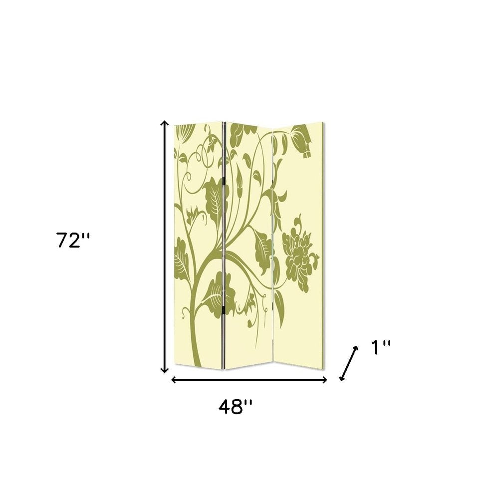 48" X 72" Multi Color Wood Canvas  3 Panel Screen