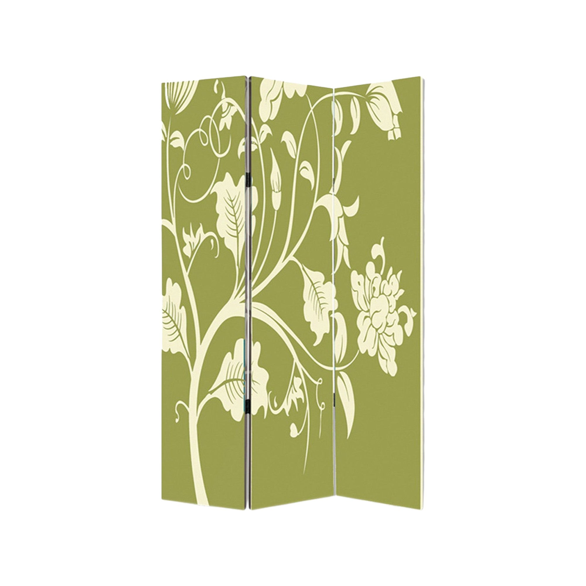 72" Green Canvas Folding Three Panel Screen Room Divider