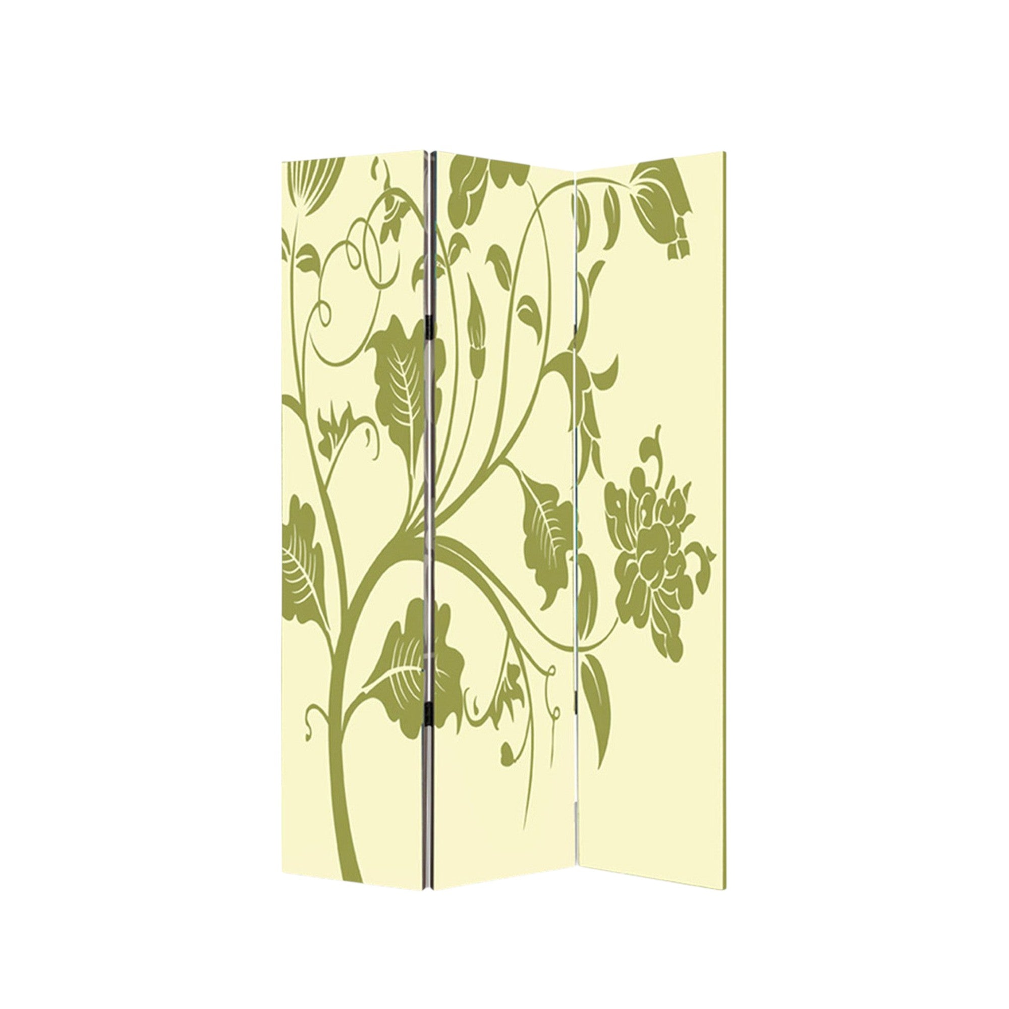 72" Green Canvas Folding Three Panel Screen Room Divider