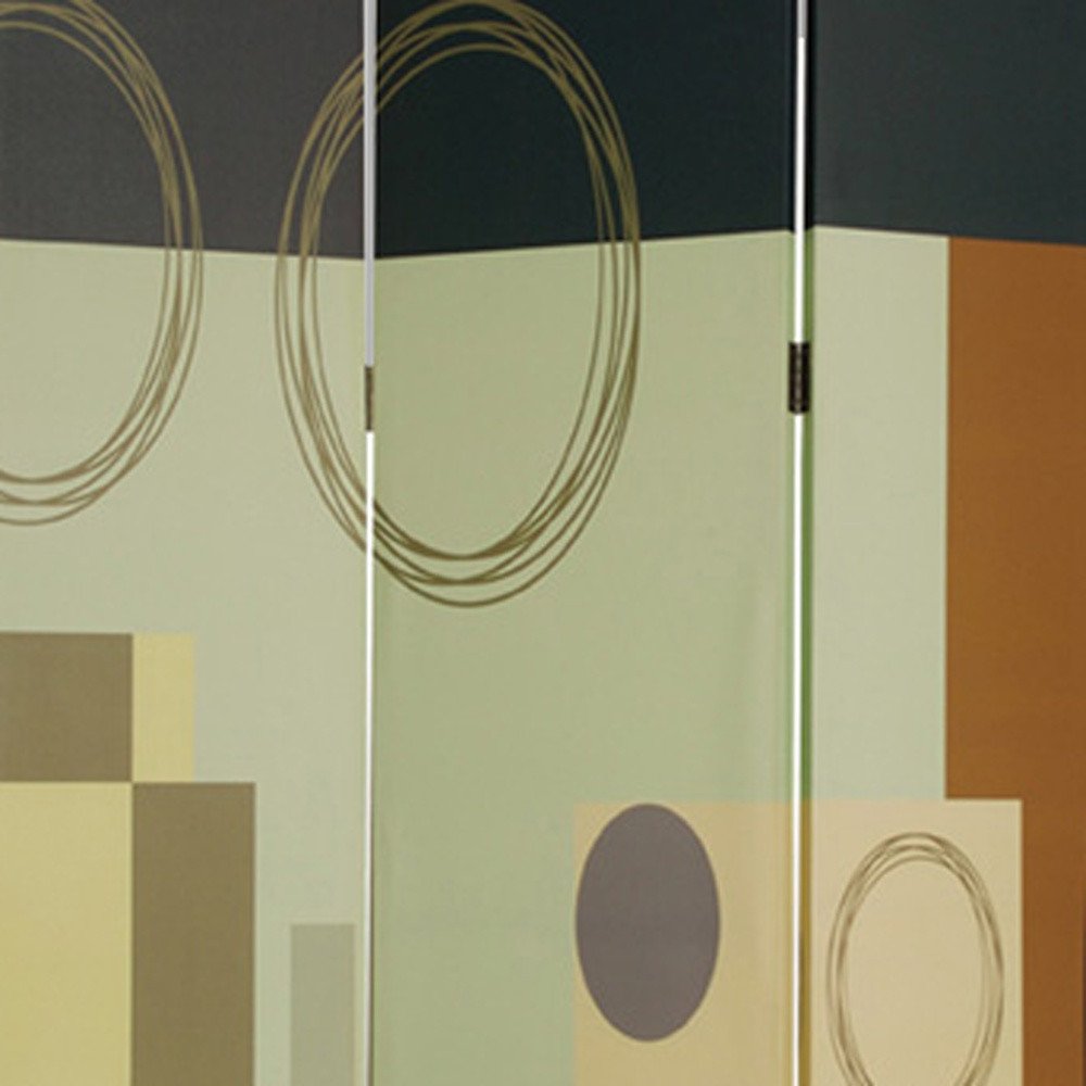 72" Green Canvas Folding Three Panel Screen Room Divider