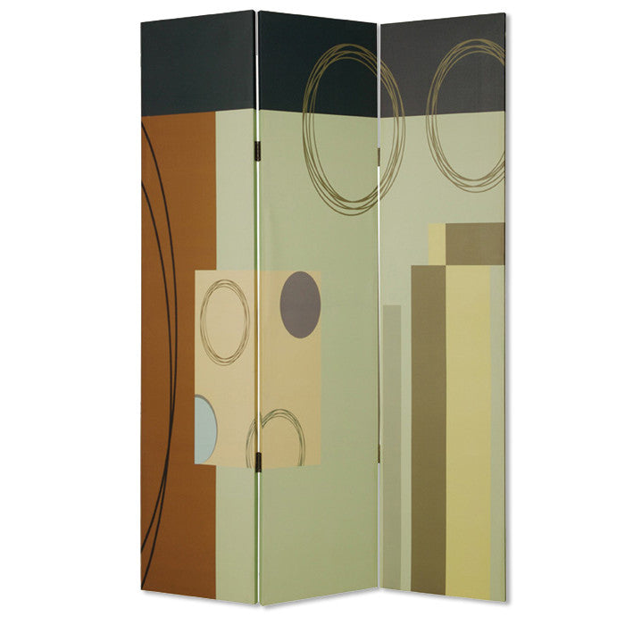 72" Green Canvas Folding Three Panel Screen Room Divider