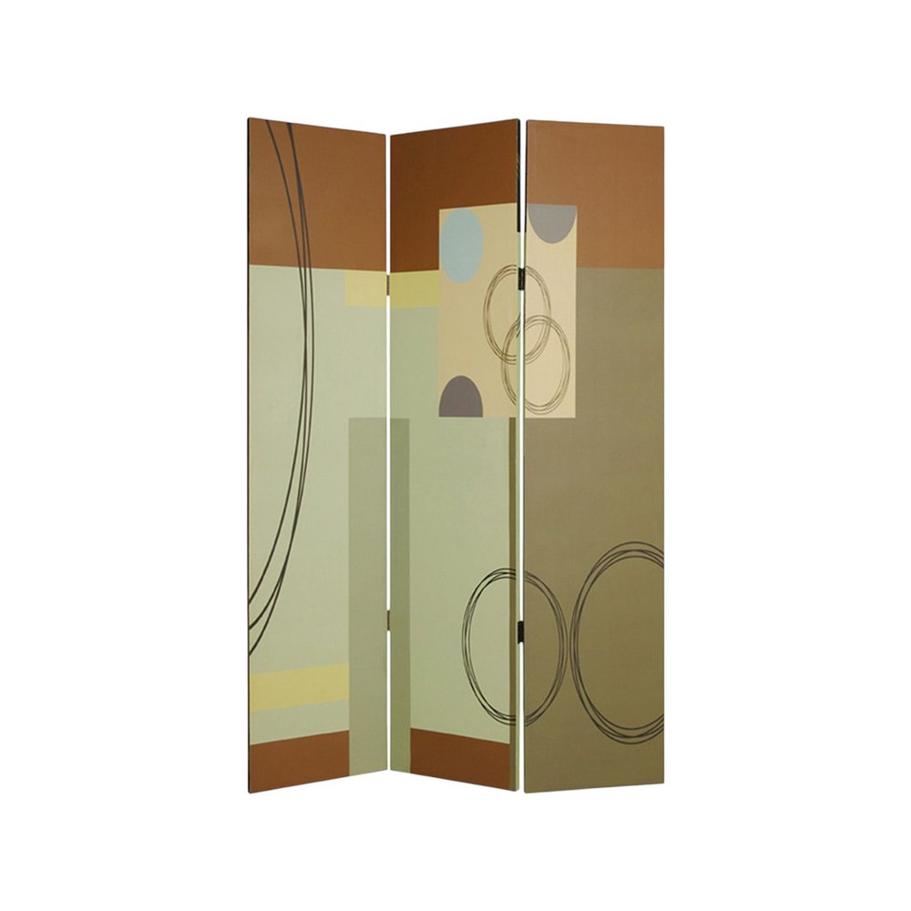 48" X 72" Multi Color Wood Canvas 3 Panel Screen