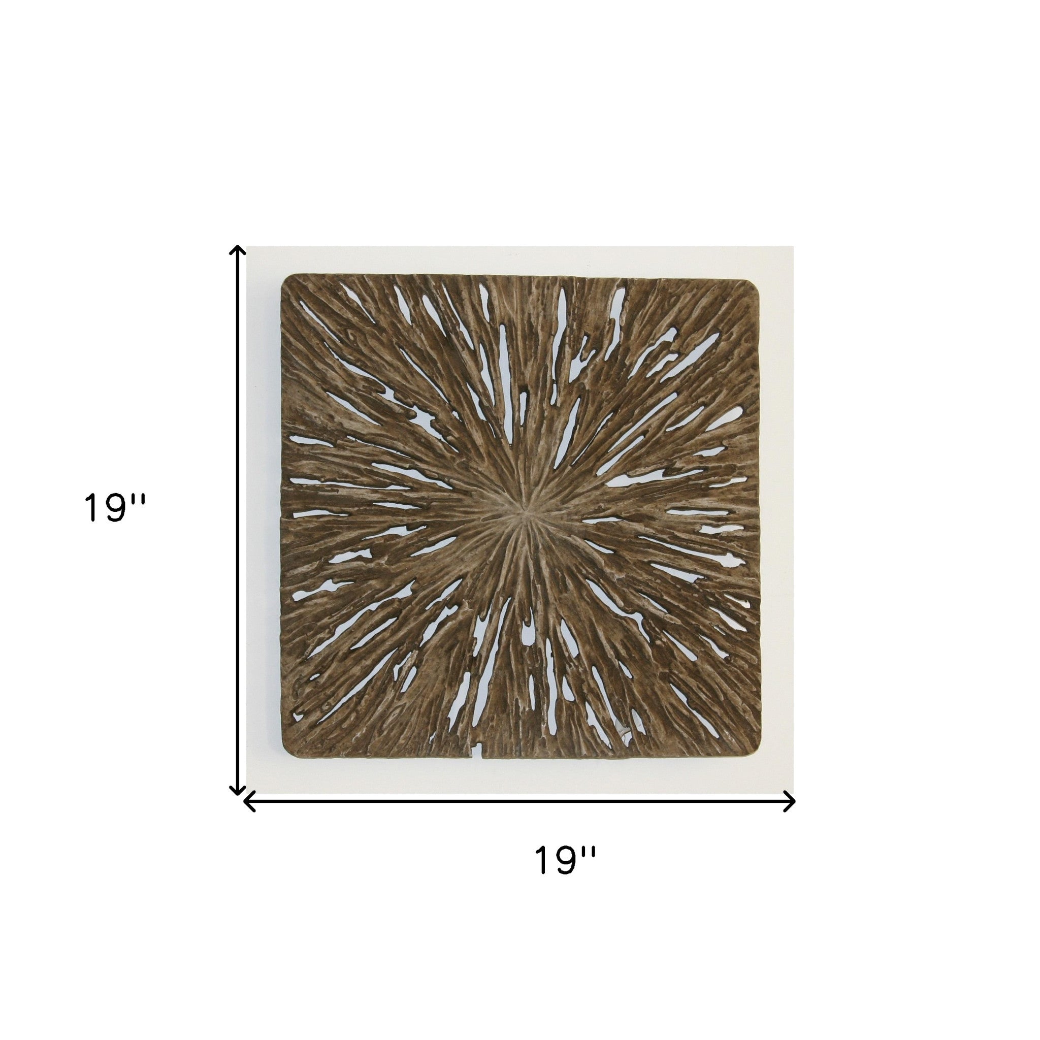 19" X 19" X 2" Brown Square Rotten Wood  Wall Decor